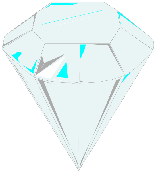 The image shows a clear gemstone with blue highlights inside it against a white background.