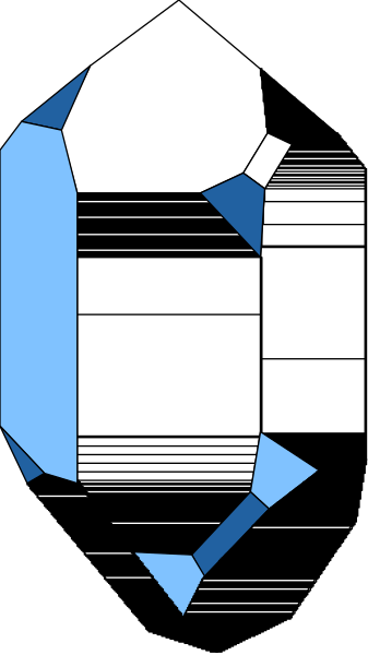 The image shows a pixelated blue gemstone with an abstract design on its surface set against a black background within what appears to be a digital interface element resembling a window frame in shades of gray.