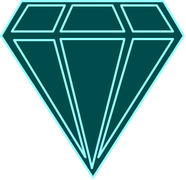 The image shows a stylized graphic of two diamonds with an illuminated blue outline against a dark background; there is no text present in this clip-art representation.