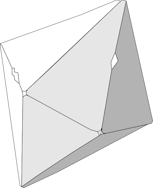 The image shows a three-dimensional rendering of an octahedron with visible edges against a black background.