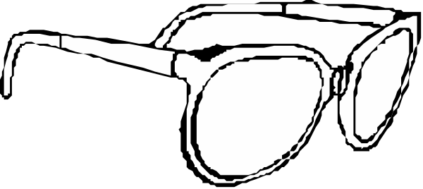 The black and white illustration shows a pair of glasses with two lenses facing each other on top of what appears to be an object that resembles a book cover due to its spine-like design at bottom, set against a plain background without any additional context or details provided in the image itself.