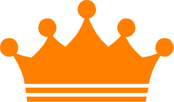 The image shows a logo with an orange crown on top of three smaller crowns arranged vertically against a white background.