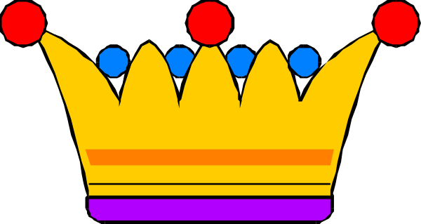The image shows a crown with red balls on top of it against a dark background.