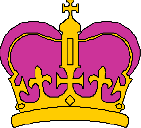 The image shows a pink crown with three crowns on top of it against a black background.