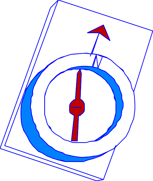 The image shows a compass with an arrow pointing to "N" on it against a black background.