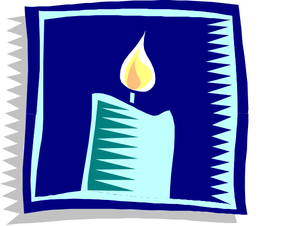 The image shows a candle inside an envelope with a blue background on top of which there is text that reads "Congratulations."