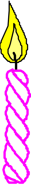 The image shows a candle with two wicks on either side of it against a purple background.
