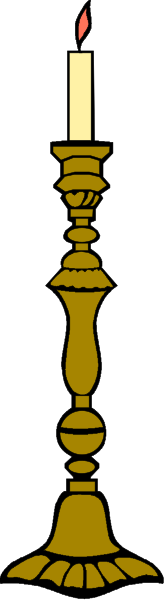 The image shows a lit candle inside an oil lamp with two wicks on either side of it against a dark background.