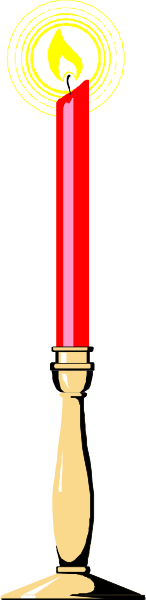 The picture shows a candle with two wicks lit on either side of it against a dark background.