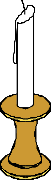 The image shows a candle on top of an orange base with two wicks next to each other against a gray background.