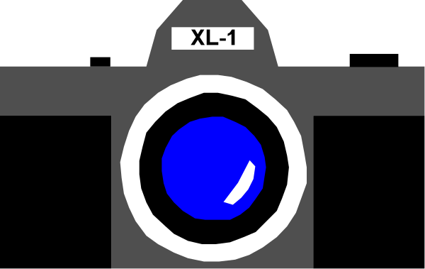 The image shows a camera with an attached lens that has blue glass on it, placed against a gray background.