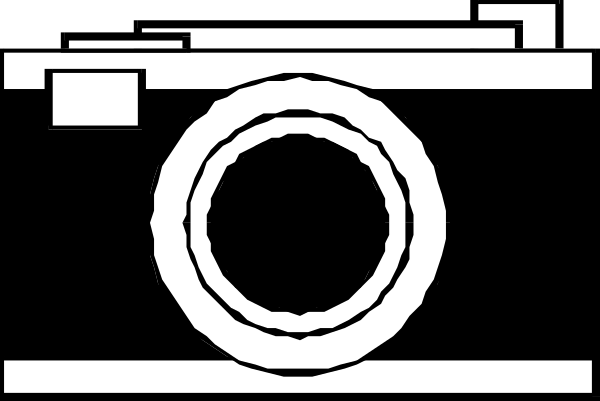 The black and white pixelated camera icon with a lens on it against an unidentified background.