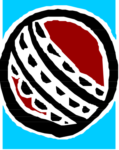 The image shows a pixelated representation of an eye with red iris set against two different backgrounds: blue on top left corner and black in bottom right corner.