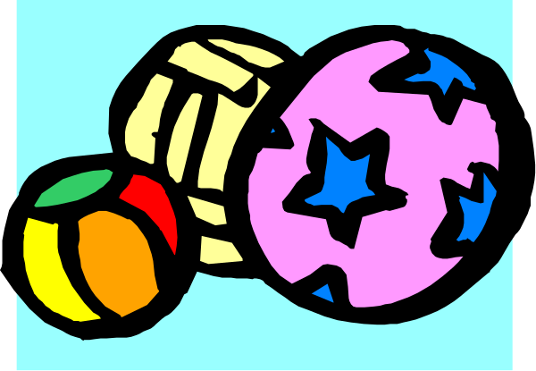 The image shows a cartoon depiction of three sports balls: two soccer balls with stars on them and an orange ball in between; all set against a blue background.
