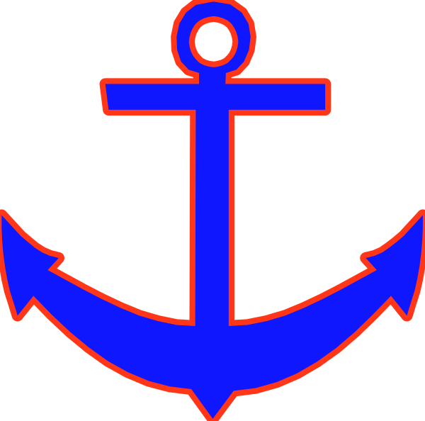 The image shows a stylized graphic of an anchor with two crossed lines forming its body against a black background; it is colored in red, white, blue, and purple hues.