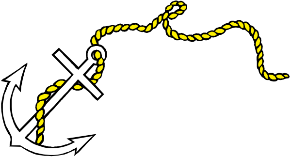 The black and white logo features a rope with an anchor on it next to two crossed swords forming a cross shape atop each other; there is also a yellow ribbon tied around them in front of the sword-crosses, suggesting some form of award or recognition for bravery or service.