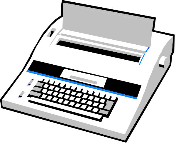 The image shows a vintage typewriter with keys on top of it against a dark background.