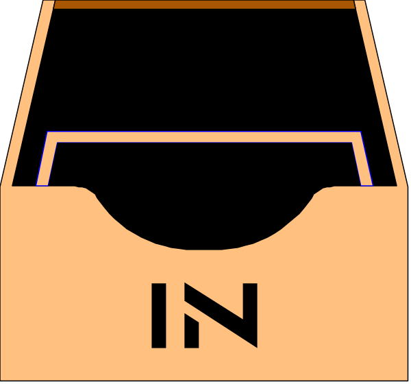 The image shows two identical brown cardboard boxes with a white "IN" symbol on them against an orange background; there is no text present in this clip-art illustration.