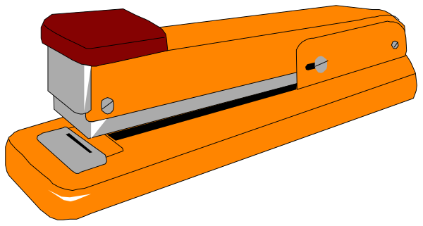 The image shows a pair of scissors with an orange handle on top of what appears to be a ruler lying flat in front of them against a black background.