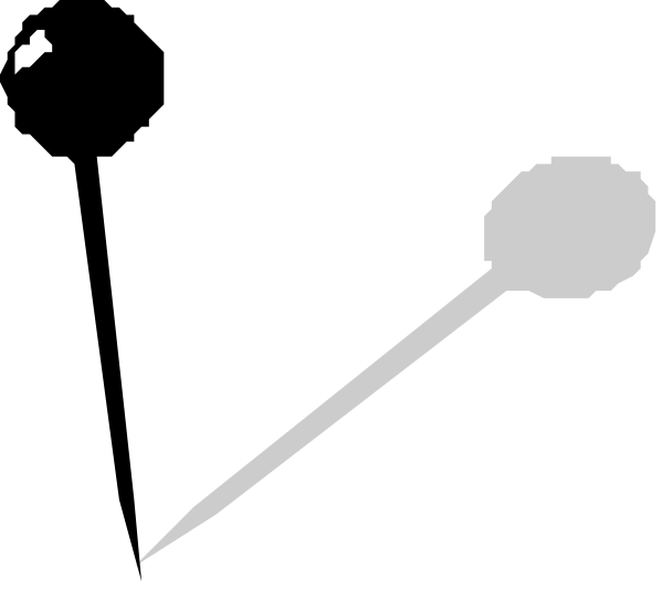 The image shows a black and white pixelated representation of an object that resembles a spoon with two handles pointing upwards on either side.