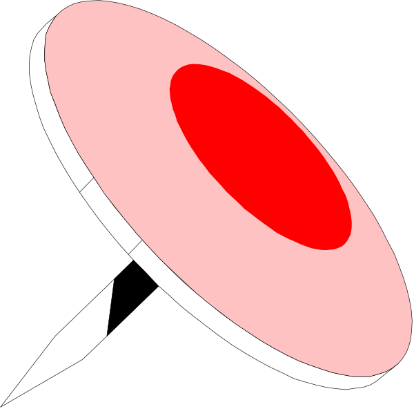 The image shows a red circular object with an inner white circle on top of it against a black background.