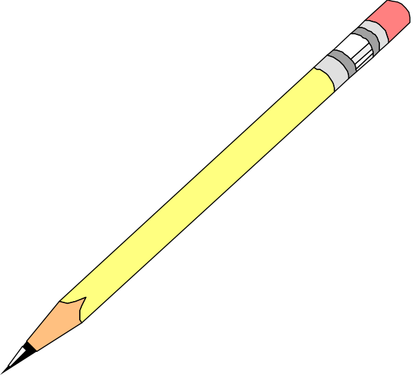 The image shows a pencil on top of an eraser with a yellow background.