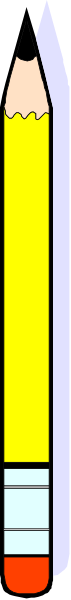 The image shows a pencil with an eraser on top of it that has been altered to look like a yellow school bus filled with various items such as books, scissors, rulers, glue sticks and other classroom supplies.