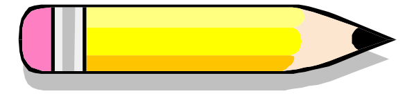 The image shows a pencil with an eraser on top of it placed next to what appears to be a yellow highlighter marker in front of them both against a gray background.