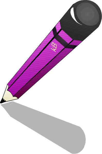 The image shows a purple pencil with an eraser on top of it lying next to what appears to be a ruler in black and white tones against a dark background.