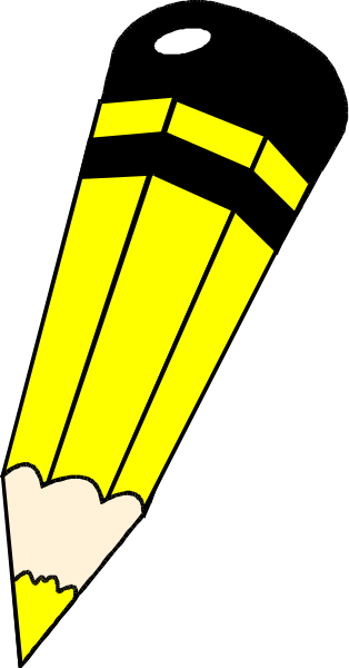 The image shows a yellow flashlight with an illustration of a pencil on it peeking out from behind what appears to be a black background.