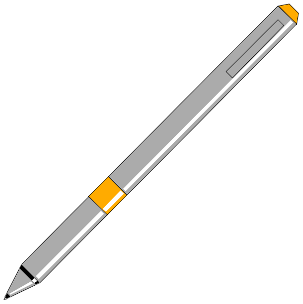 The image shows a pen with an orange cap on it against two different backgrounds: black for the left side of the clip-art and white for the right side.