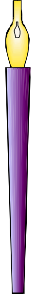 The image shows a purple candle with an unlit wick on top of it against a gray background.