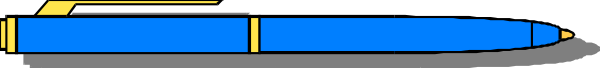 The image shows a blue pen with an eraser on top of it lying horizontally against a gray background.