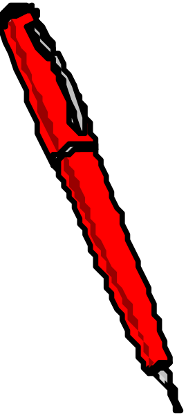 The image shows a close up of an object with red highlights against a dark background; it appears to be some sort of electronic device due to its shape and color scheme but specific details about what exactly is shown in this small clip-art image cannot be determined without more context or information provided by the creator.