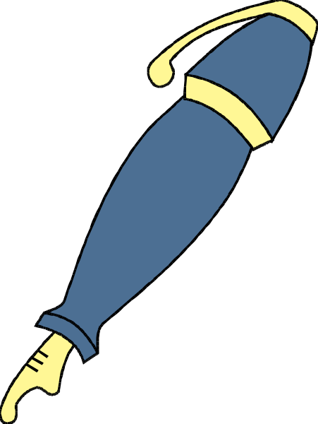The image shows a blue dumbbell with yellow handles against a black background.