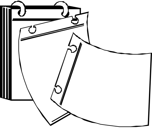 The black and white illustration shows a pair of scissors with their blades open next to two pieces of paper that have been cut out from them; one piece is on top while another lies below it, both appearing as blank sheets ready for use.