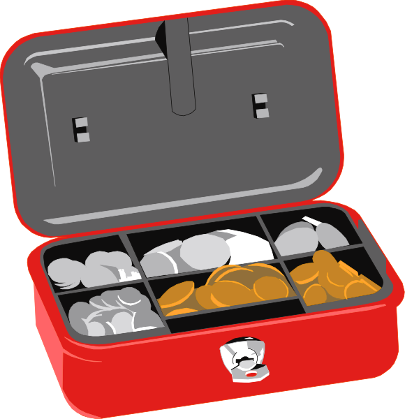 The image shows a red lunch box with various food items inside it on top of what appears to be an open suitcase in one frame and closed in another.
