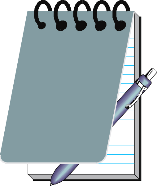 The image shows a notebook with an open cover revealing blank pages next to which is placed a pen on top of it.