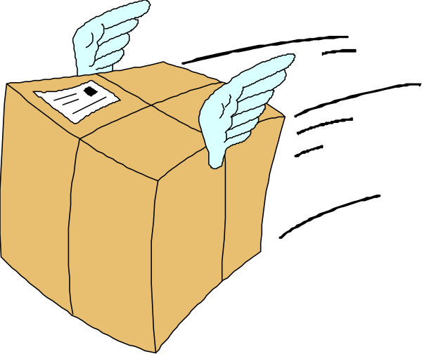 The image shows two boxes with wings on them placed side by side against a black background.