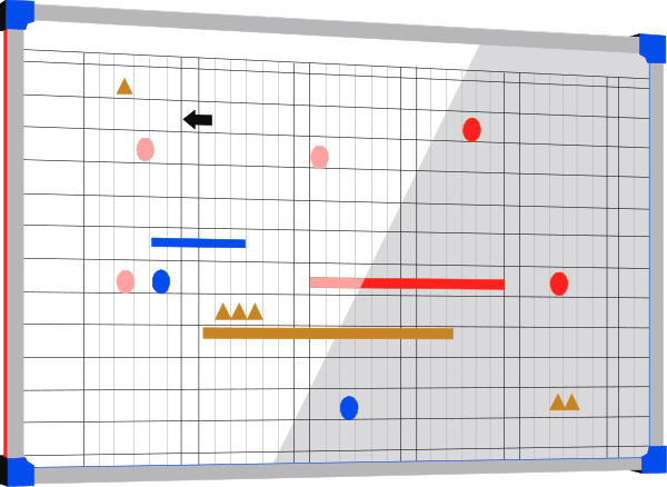 The image shows a digital representation of an electronic board game with various colored tokens on it, indicating player positions; there is no text present in this clip-art illustration.