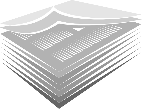 The image shows a black and white illustration of stacks of papers with lines indicating organization within each stack.