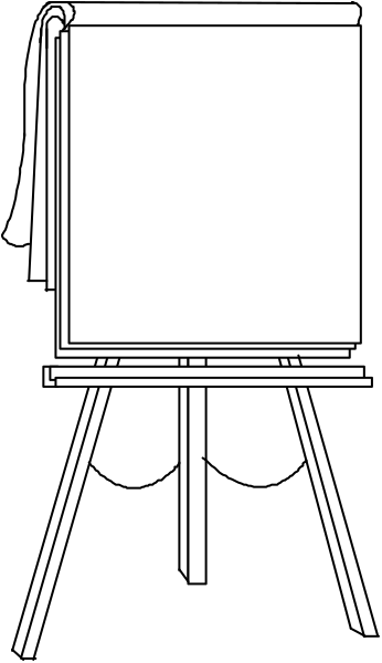 The image shows a black and white pixelated representation of an upright sign with text on it against a gray background; there is no visible content in the "content" area where one would expect to see writing due to its small size, making specific details about any potential message or context impossible without more information.