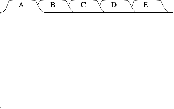 The image shows a blank spreadsheet with rows of data fields labeled A to E on what appears to be an electronic device screen displaying only one row at a time as if scrollable through multiple pages.
