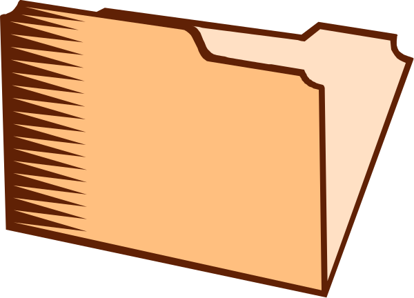 The image shows a brown folder with tabs on top of it that resemble paper clips, placed next to an open book lying flat in front of them against a white background.