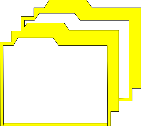The image shows a collection of four folders with tabs on top against a dark background; there is no text present in this clip-art illustration.
