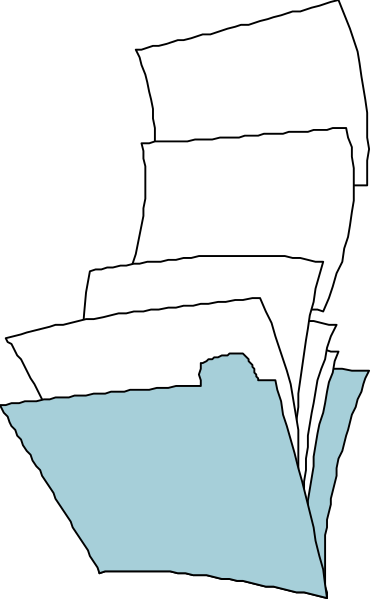 The image shows a collection of papers with various texts on them, arranged to resemble an open book lying flat against what appears to be another piece of paper in front of it; there is no visible text providing context for the content within these documents.