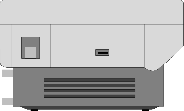 The image shows a pixelated representation of an arcade machine with buttons on its side set against a plain background.