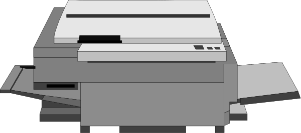 The image shows a printer with paper coming out of it on top of what appears to be an office desk against a plain background.