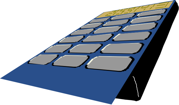 The image shows a calculator with buttons that have numbers on them against a black background.