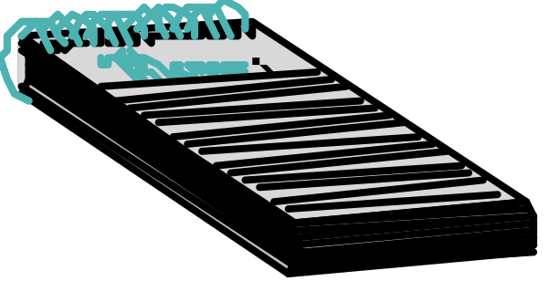 The image shows a black calculator with blue buttons on its screen against a dark background.